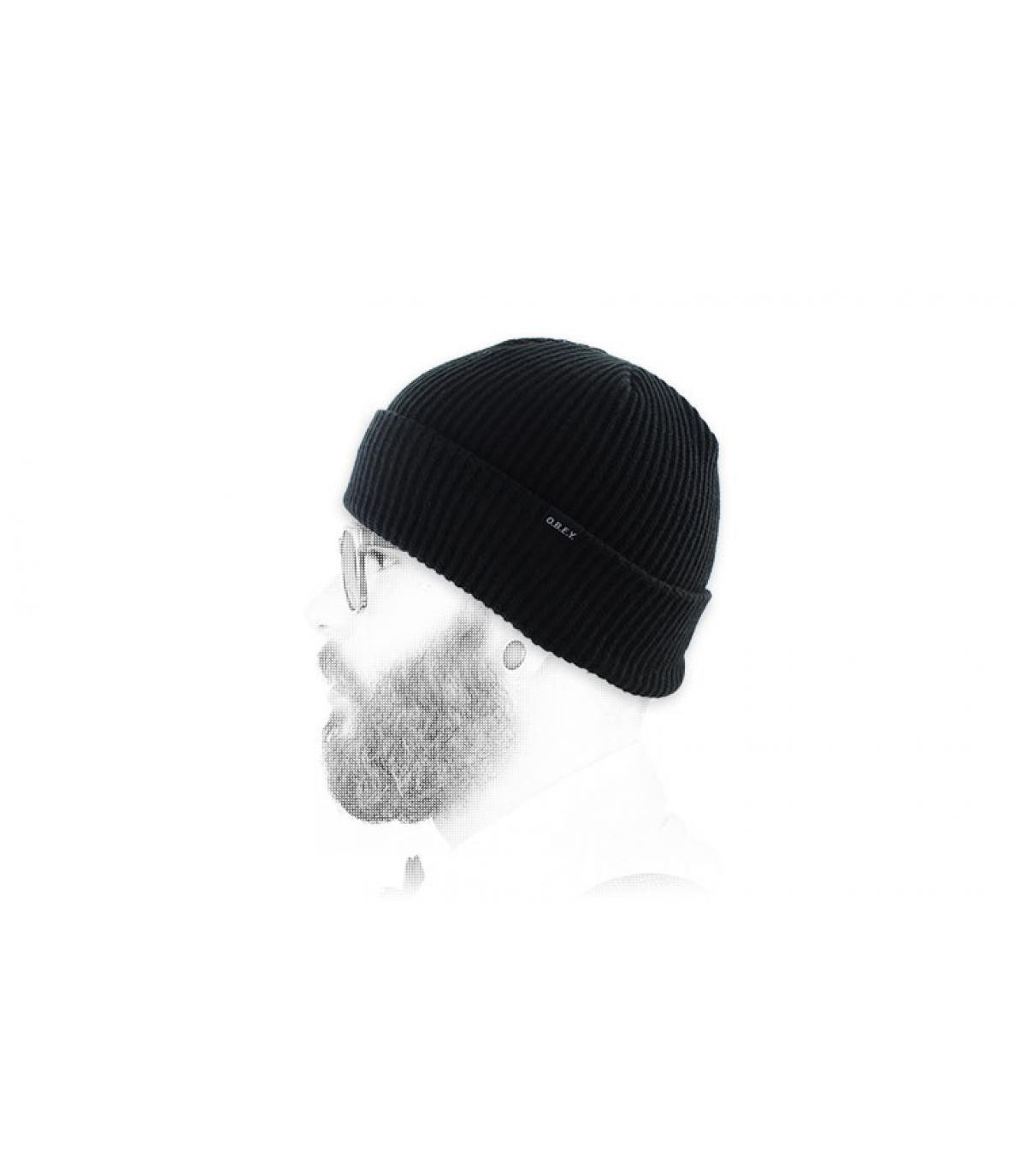 black Obey cuffed beanie. Acacia Beanie black